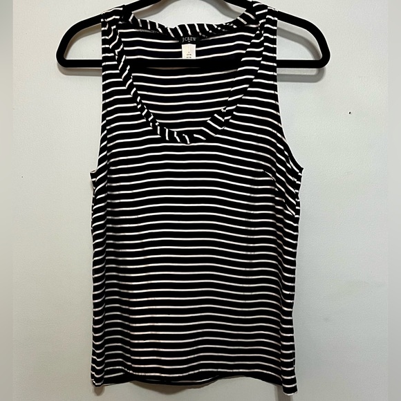 J. Crew Tops - J. Crew 4 silk navy white striped sleeveless tank top